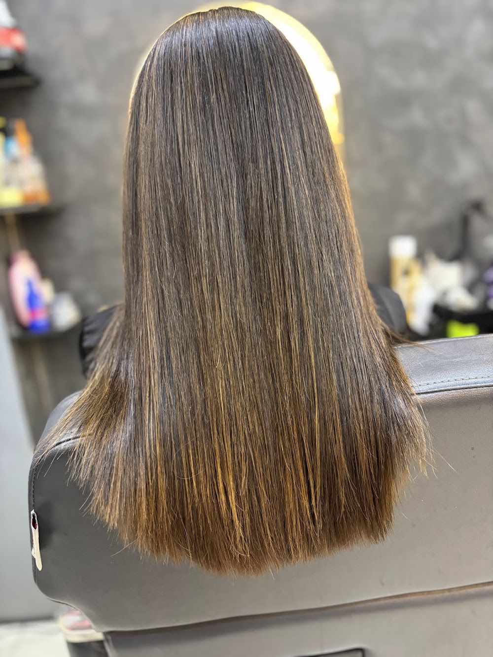 Glossy keratin result